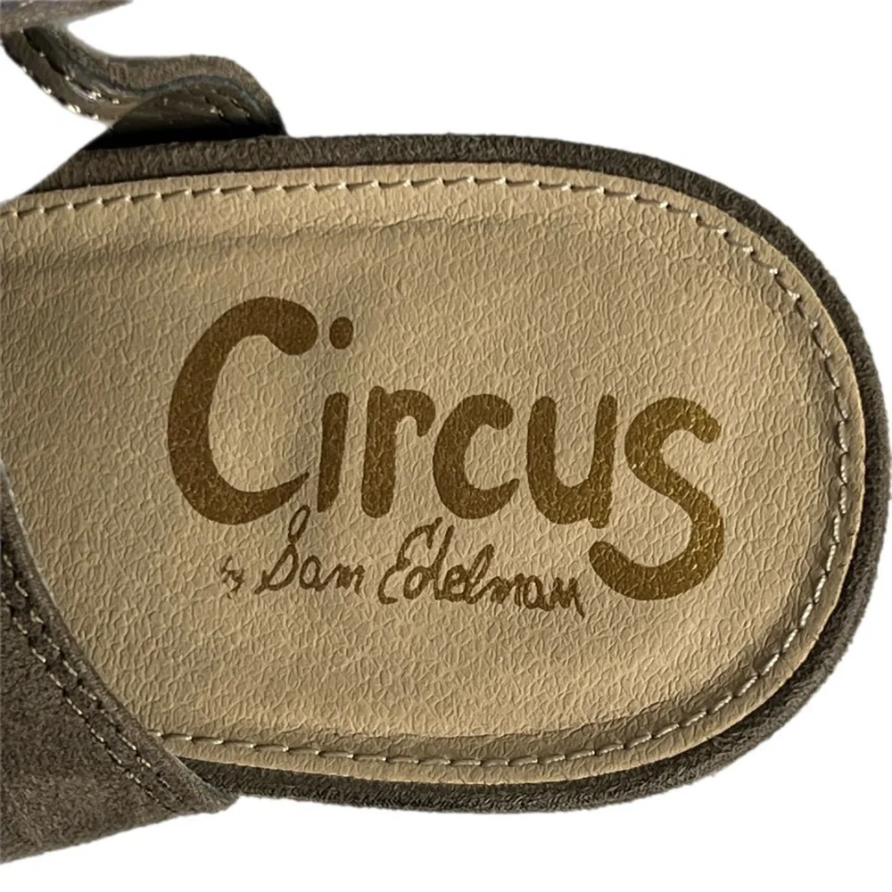 Circus By Sam Edelman | Peep Toe Taupe Ankle Bootie Chunky Heel Buckle Strap